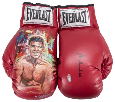 Muhammad Ali Hand Painted Boxing Gloves by Artist Gene Locklear with 1 Signed By Muhammad Ali (Steiner)